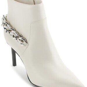 Karl Lagerfeld Paris Chain Ankle Boots NWT size 8 Cream Leather Stiletto Heels
